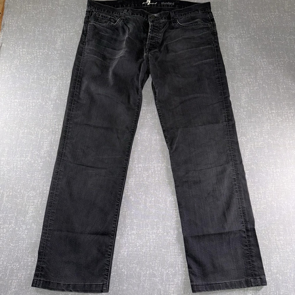 7 For All Mankind Standard Jeans Mens 38x30 Gray Denim Straight Leg Charcoal - Picture 5 of 11